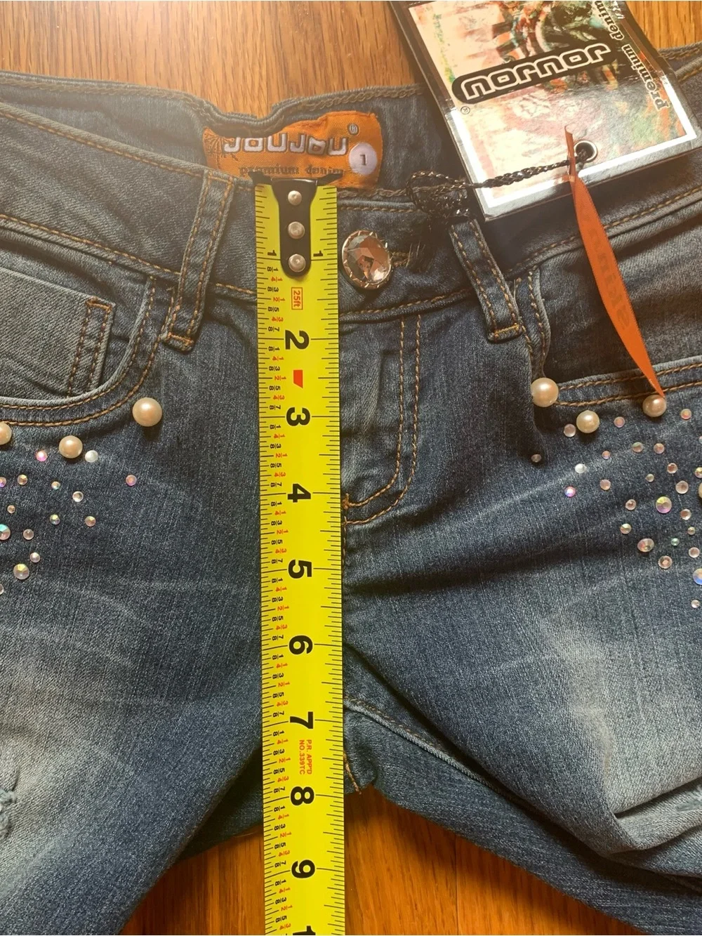 Vintage Y2K JouJou Skinny distressed Jeans with rhinestones size 1